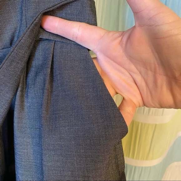 H&M Career Dress Tie Waist Button Detail Gray Sz 8 - Picture 4 of 11